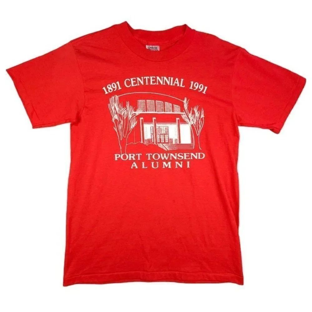 Vintage Port Townsend Centennial T Shirt Mens Size Medium Red 90s Made In USA